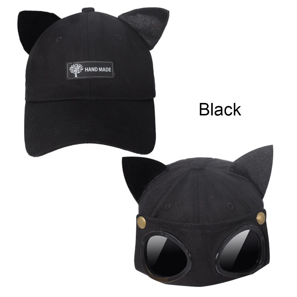 

Кепка-бейсболка с обратным козырьком, модная, с индивидуальностью, милая кепка с ушками, регулируемая, хлопковая, повседневная, уличная шляпа от солнца чёрный