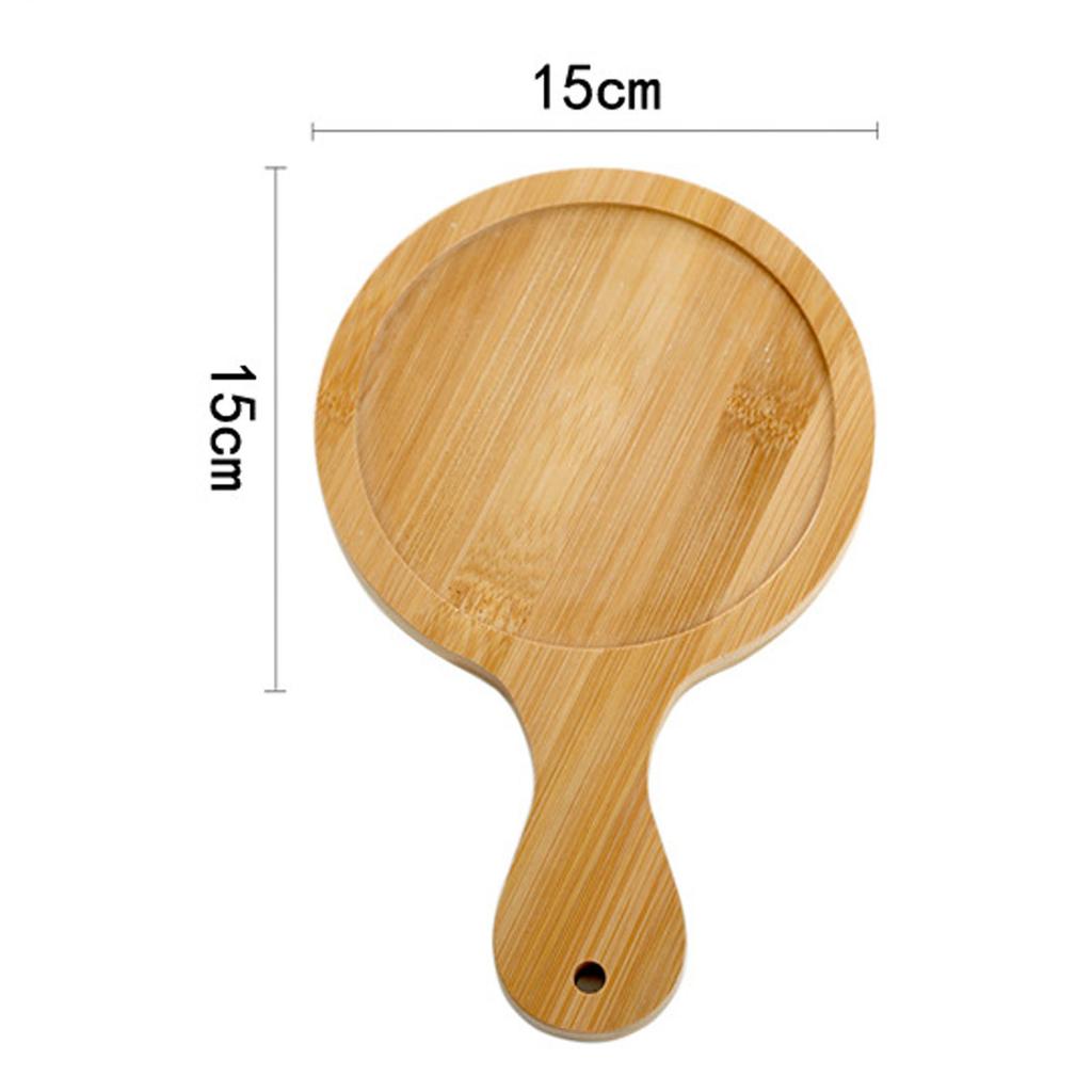Round Pizza Serving Plate Bamboo Pizza Plate with Handle Multifunctional Food Serving Tray for Home Dining Restaurants
