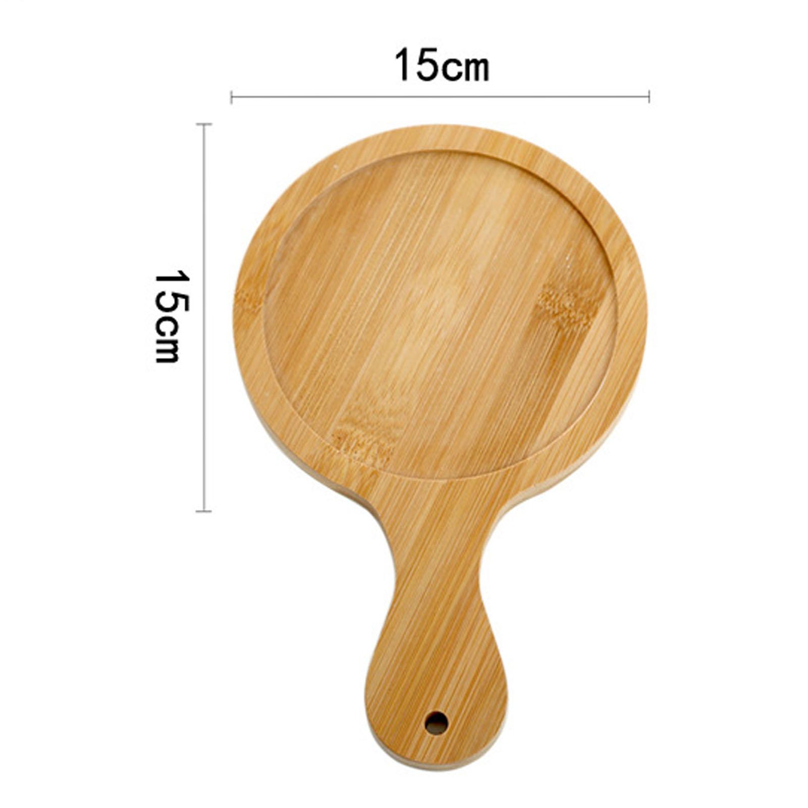 

Round Pizza Serving Plate Bamboo Pizza Plate with Handle Multifunctional Food Serving Tray for Home Dining Restaurants