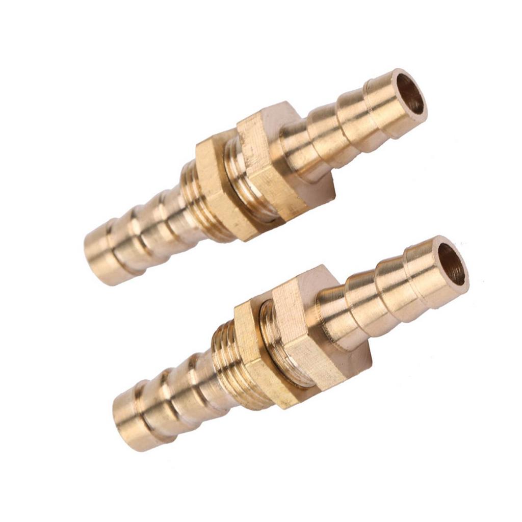 2 Pcs Hose Barb Brass Bulkhead Pipe Fitting Coupler Connector Adapter (8mm)