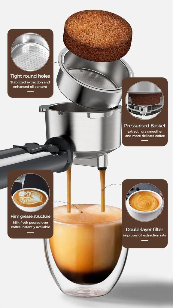 Coffee Machine MK-601F Four In One, Cappuccino Coffee Machine Dolce Gusto Nes Capsule Espresso Machine ESE Pod Grinding Gift for Lover, Dad, Mom