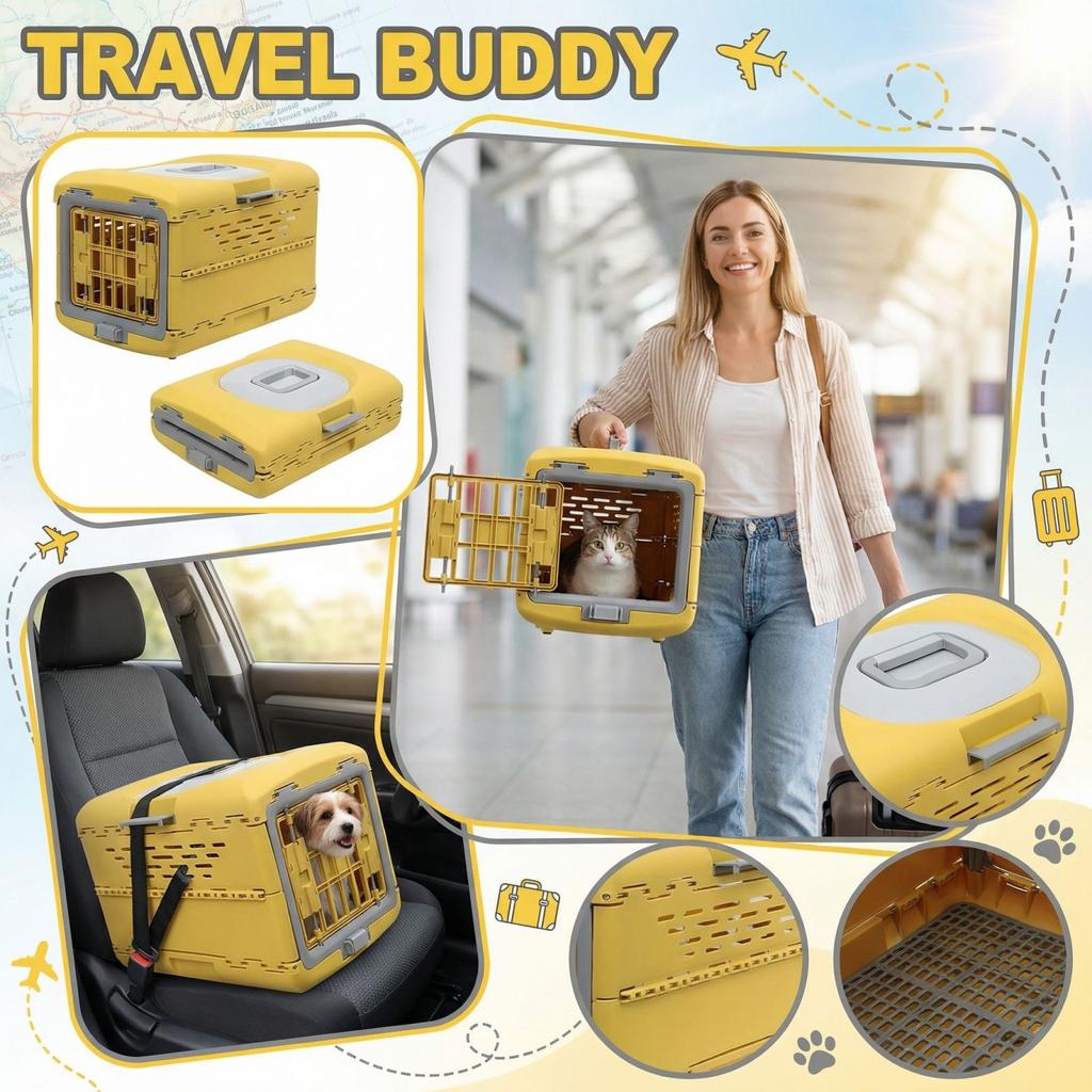 Foldable Pet Aircraft Box Portable Vehicle Mounted Cats And Dog Cage Checked Luggage Box