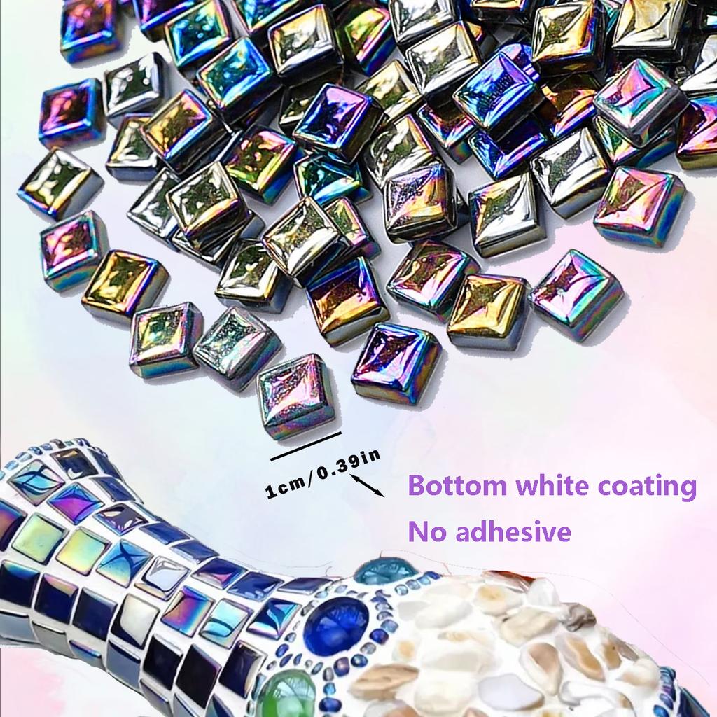 100/300Pcs Colorful Square 10X10mm Glitter Acrylic Non-Hotfix Flat Bottom Rhinestones For DIY Home Decor, Art Projects, Bathroom