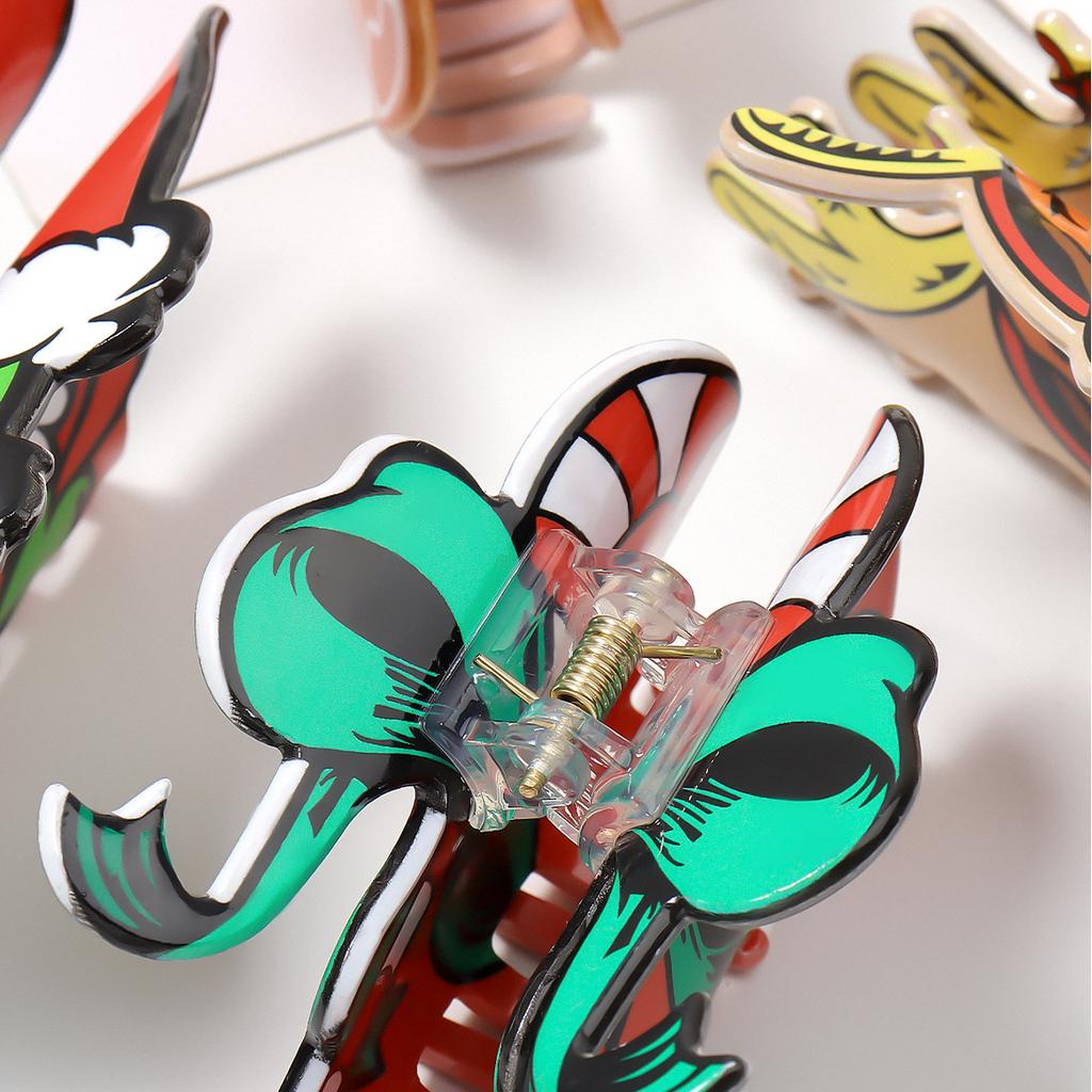 1 Pc Cute Cartoon Print Christmas Seriesgrab Clip Hair Ornament On the Back of the Head