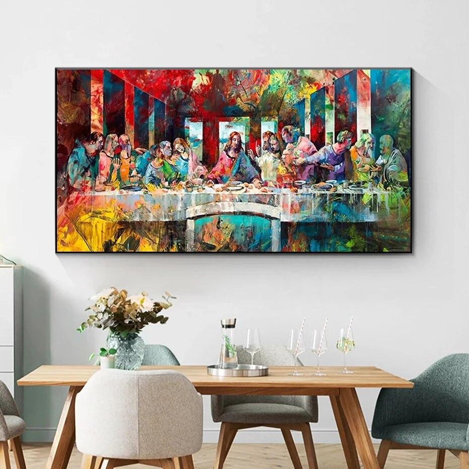 Graffiti-Kunst, Letztes Abendmahl von Da Vinci, Gemälde, Leinwanddruck, moderne Wandkunst, Bild, Pop-Art, HD-Poster für Wohnzimmerdekoration, ohne Rahmen