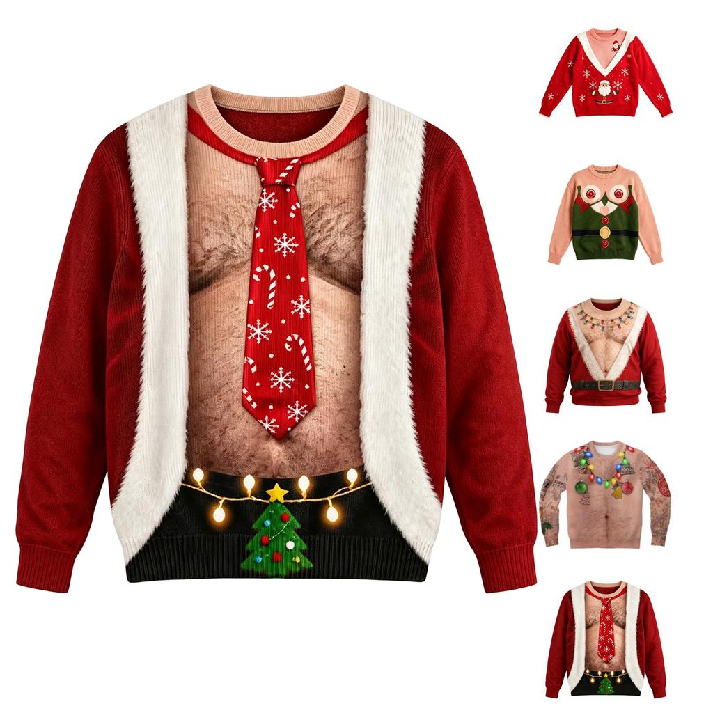 Unisex Funny Cute Casual Round Neck Christmas Sweater