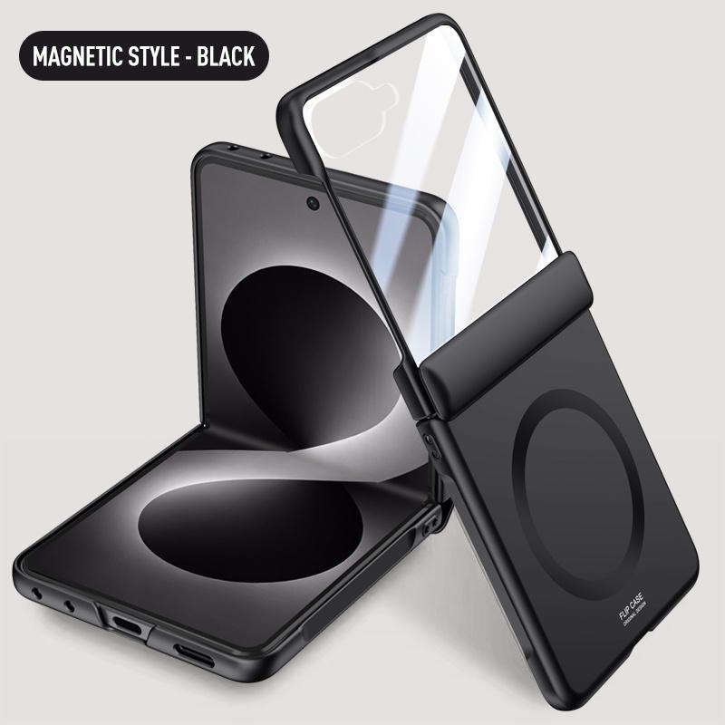 For Magsafe Wireless Charging Matte Frosted Phone Case For Samsung Galaxy Z Flip 8 5G Hinge Screen Protect Film Shockproof Cover