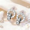 Korean Style Rhinestone Titanium Necklace & Double Ring Jewelry Set