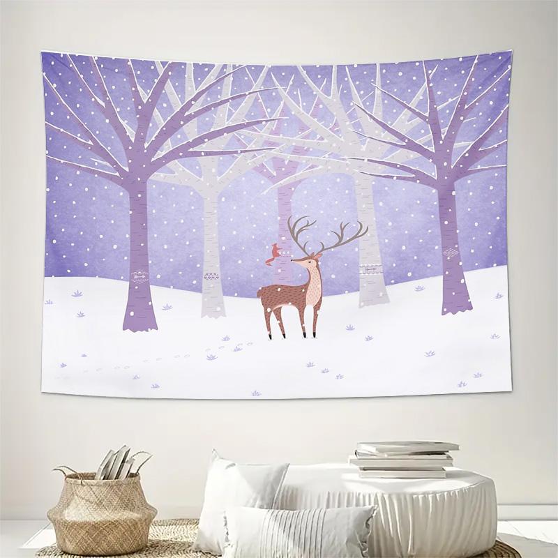 Deer Forest Tapestry Woodland Wall Hanging Nature Landscape Home Decor Bohemian Room Aesthetic Gift Vintage Cottagecore Tapestry