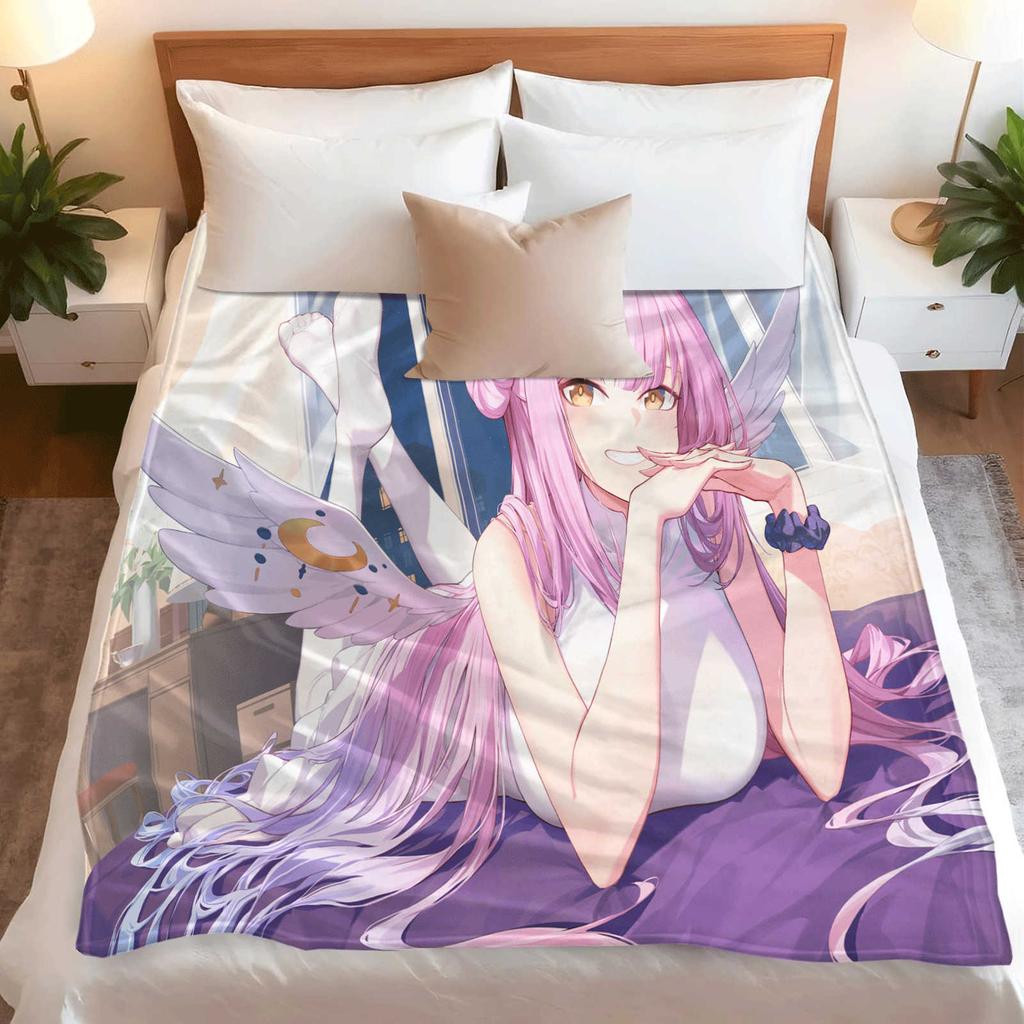Cartoon Blue Archive Misono Mika Flannel Blanket Cover Warmth Soft Anime Blanket Multifunctional Decor Home Universal Blankets