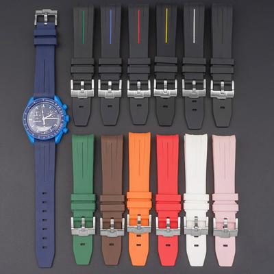 Cinturino per orologio Nuovo cinturino in gomma con estremità curva da 20 mm adatto per Omega per Moonswatch congiuntamente cinturino per orologio alla moda accessori per cinturini per orologi