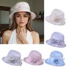 Women's Fashionable Mesh Sun Hat Flower Decoration Portable and Comfortable for Lady, Ideal for Travel