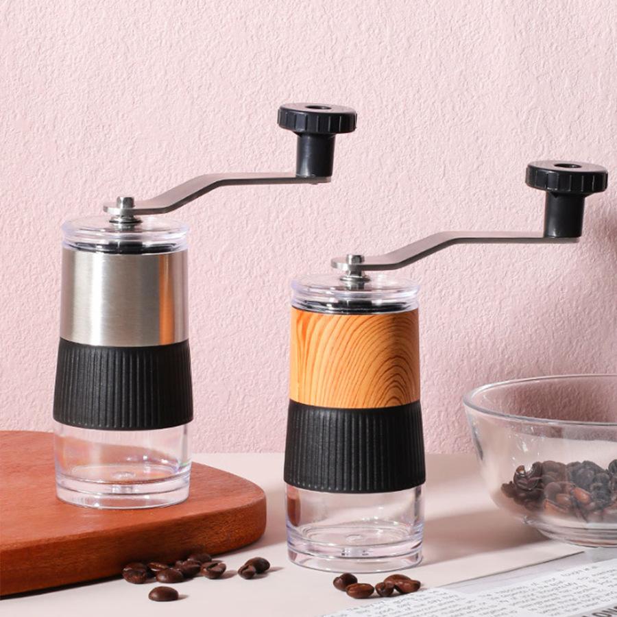 Manual Coffee Mill Stainless Steel Portable Small Coffee Grinder Manual Externally Adjustable Grind Setting