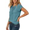 Women's Casual Color Button Front Round Neck Short Sleeve Blouse for Everyday Wear