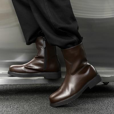 Men's Leather Boots 2025 Thick Bottom Side Zipper Versatile Shoes Luxury Quality Spring Autumn Comfy Mens Ankle Boots