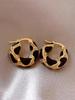 1 Pair Luxury Vintage Enamel U-Shape Leopard Print Earrings, Suitable for Women Everyday and Festive Occasions