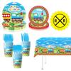 Little Train Birthday Party Disposable Tableware Set - Plates, Cups, Napkins, Tablecloth