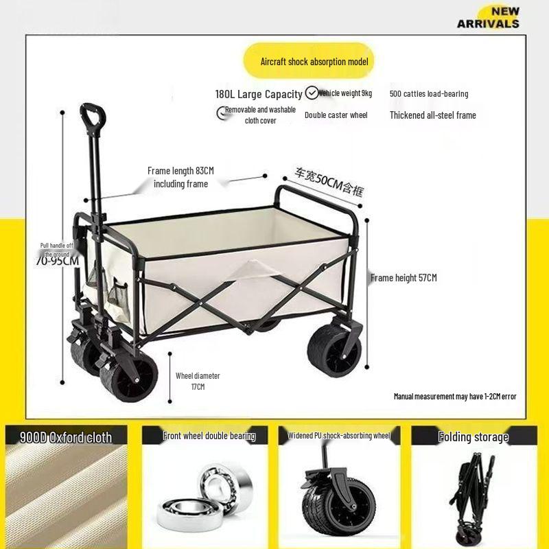 Extra Large Folding Outdoor Camping Handcart with Drawbar