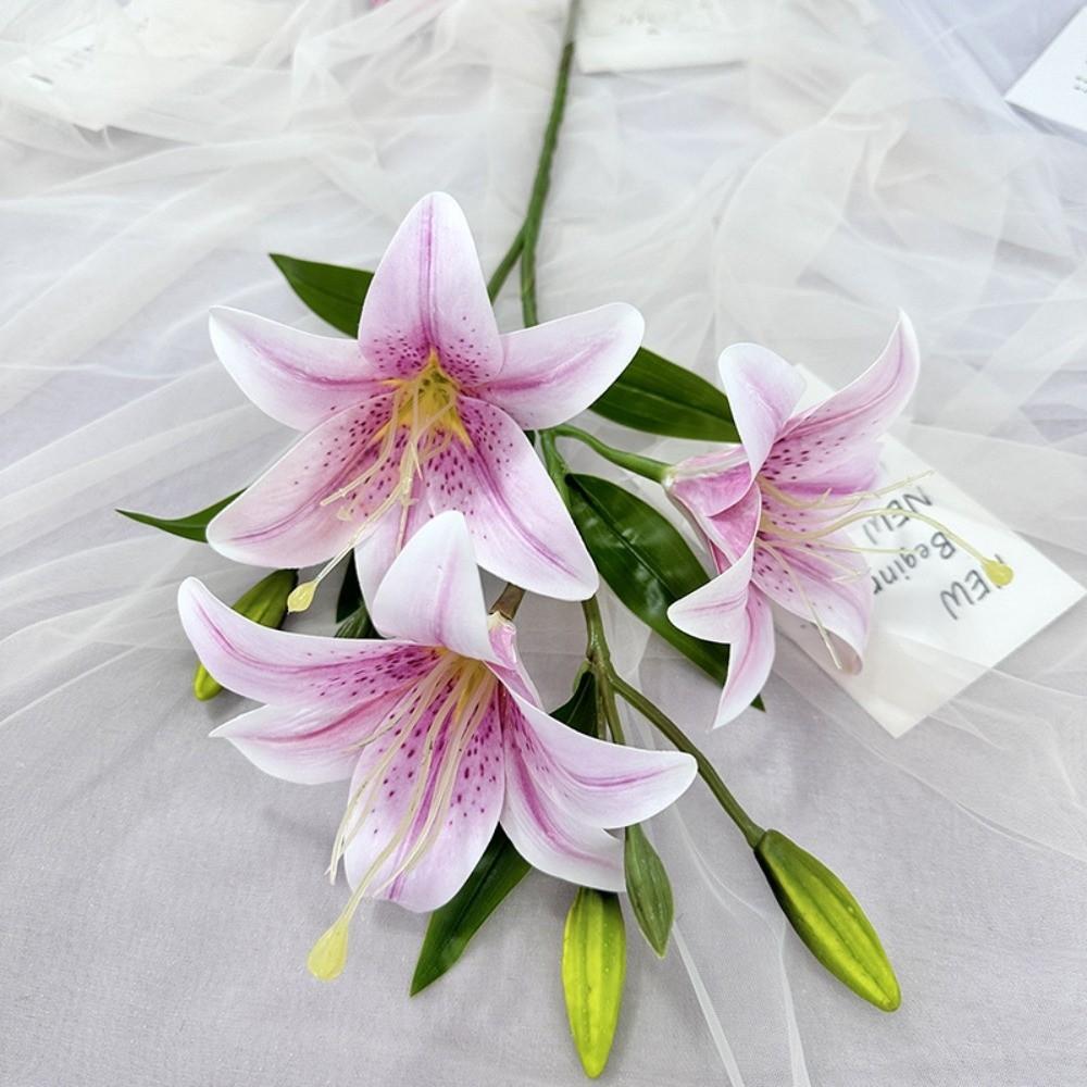 67cm Fake Lily Bouquet 2 Heads Wedding Bridal Bouquet Artificial Lily Flower Living Room Decor