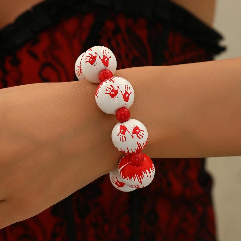 Halloween Necklace Bracelet Exaggerated Niche Dark Wind Trend Bat Pumpkin Eye Beaded Bracelet