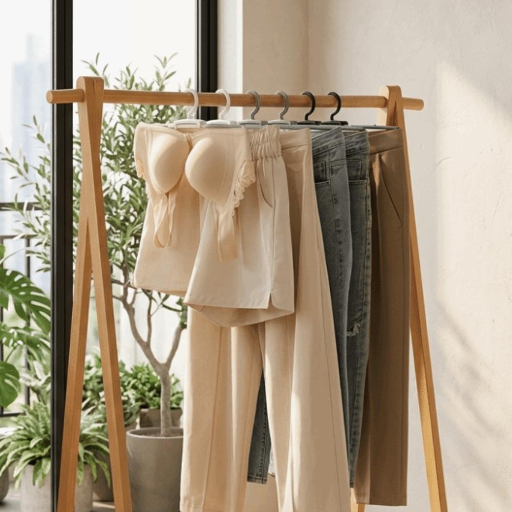 3pcs Multifunctional Stainless Steel Spring Clothes Hanger Clothes Drying Rack Closet Storage
