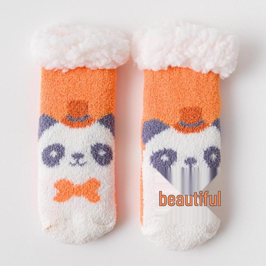 Non-Slip Fleece-Lined Baby Winter Socks - Thick, Warm, and Cozy Coral Floor Socks for Children