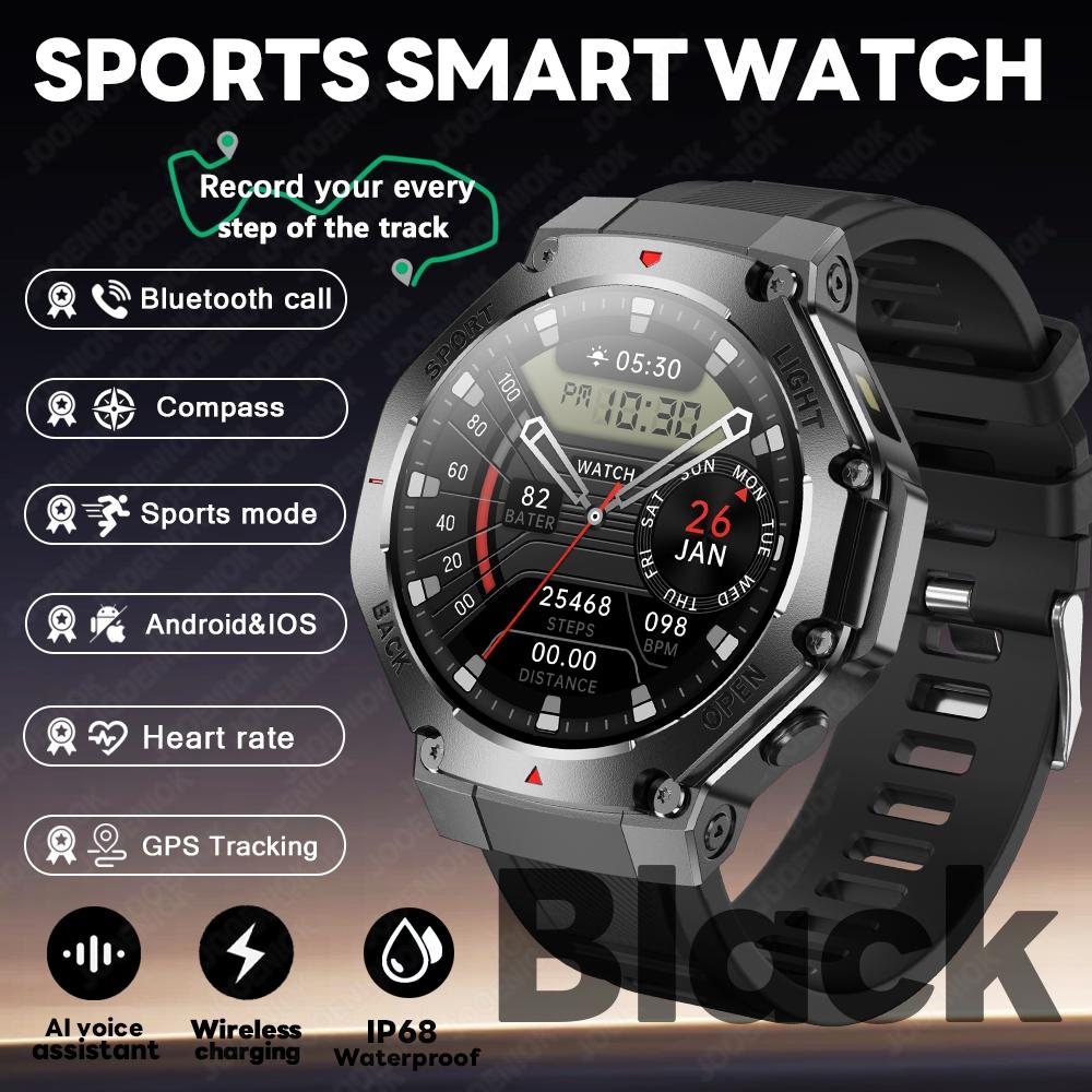 New GPS Sports Smart Watch Men PK Amazfit T-Rex 3 Bluetooth Call Smartwatch Compass Outdoor Fitness Health Monitor Bracelet чёрный