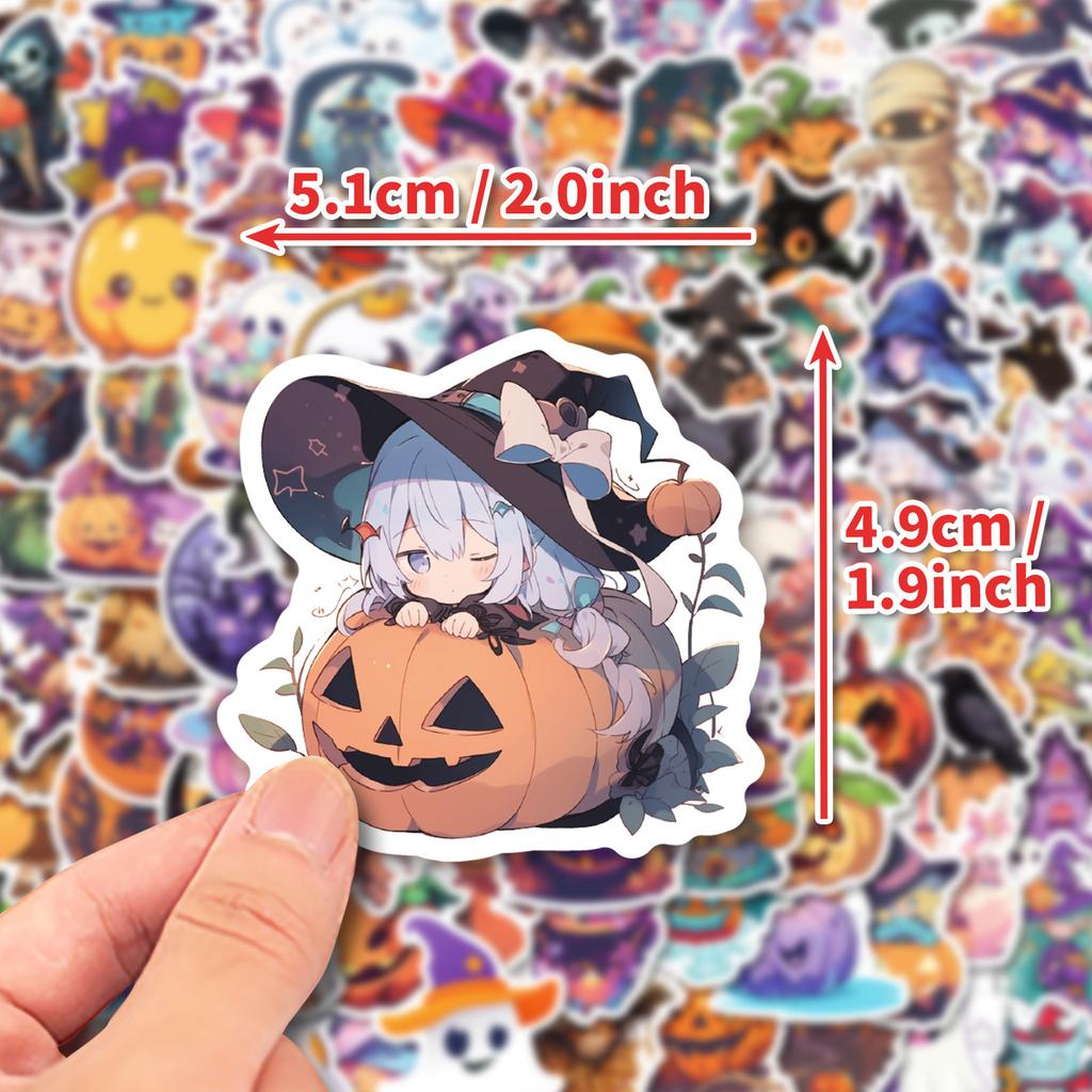 100 Halloween Series Pp Waterproof Stickers Cute Graffiti Halloween Dress Up Character Stickers