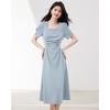 French Elegant Square Neck A-line Midi Dress