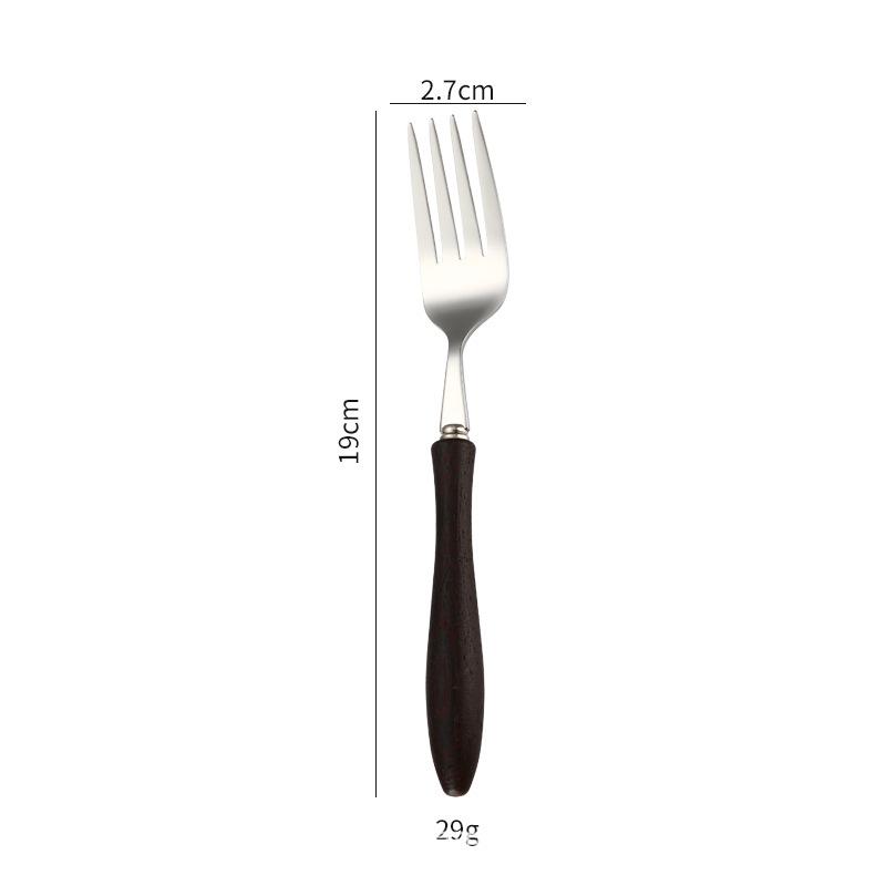 304 Stainless Steel Western Tableware Knife Fork Spoon Dessert Fork Spoon Solid Wood Handle Fork Spoon Steak Knife Restaurant
