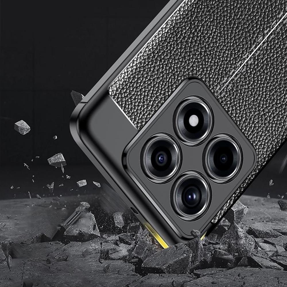 Für Xiaomi 14T Pro Hülle Litschi-Textur TPU Flexible Handyhülle,Schwarz