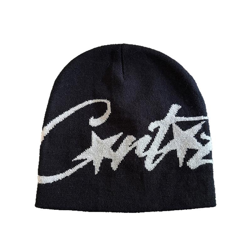 Street Letter Contrast Color Wool Knitted Hats Autumn Winter Warm Y2K Hip Hop Cap Accessory