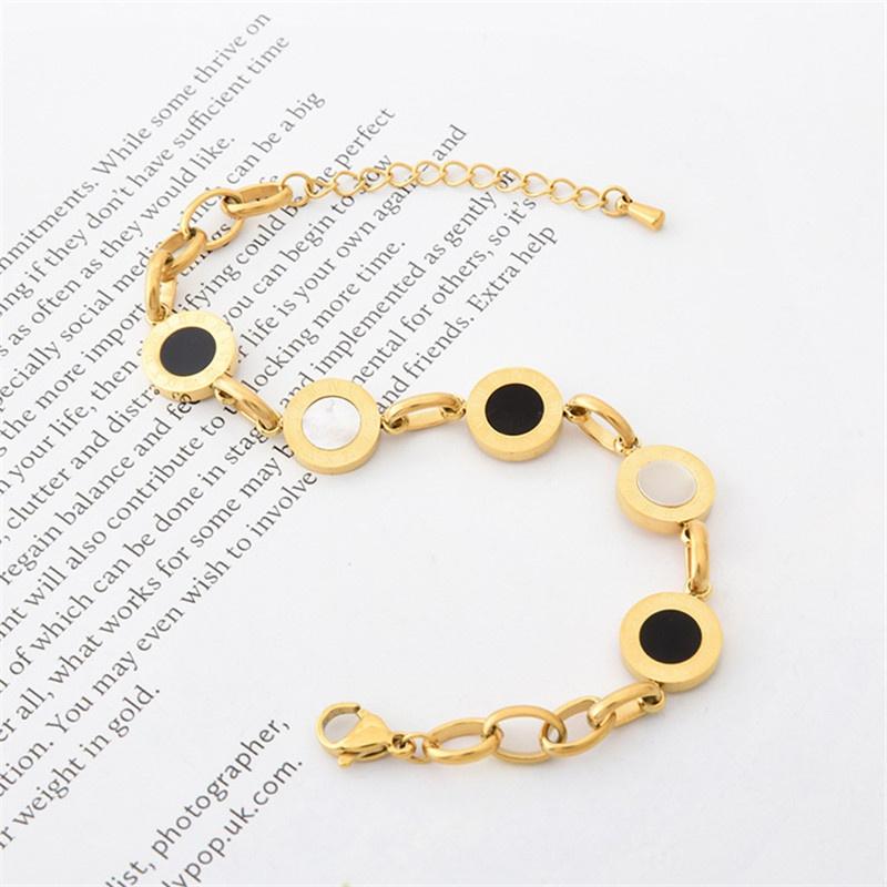 European and American Black and White Shell Titanium Steel Gold Plated Roman Numerals Bracelet Jewelry Adjustable Bracelet Bracelet