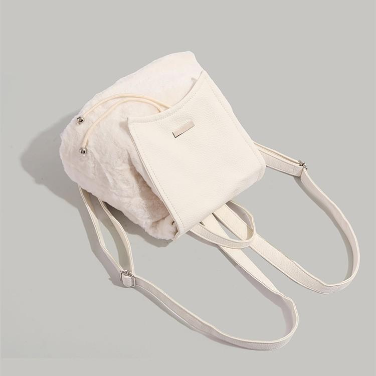 Autumn Winter Bag Women 2024 New Furry Bag High-end Plush Backpack Drawstring Large Capacity Single Shoulder Small Backpack