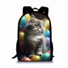 Zaino a strato singolo con stampa di gatti carini per ragazzi e ragazze Migliori regali Borsa scolastica a cartone animato piatto 2D per bambini Borse