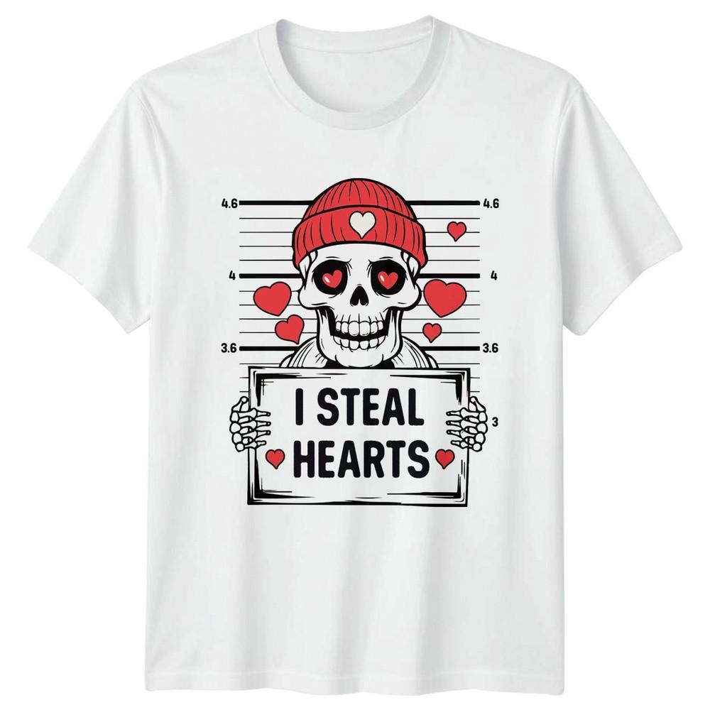 I Steal Hearts Skeleton Valentines Day Love Unisexs TShirt Unisexs Tee Graphic Top S
