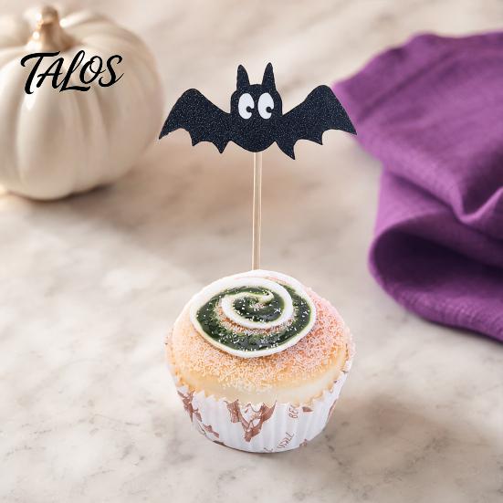Safe Food-grade Cake Topper 8 Pcs Halloween Bat Cupcake Toppers, Black Cartoon Pick Picks for Halloween, Baby Shower, Birthday Party Decoration