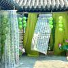 Grüner Gaze-Vorhang im antiken Stil für Hochzeitsdekoration
