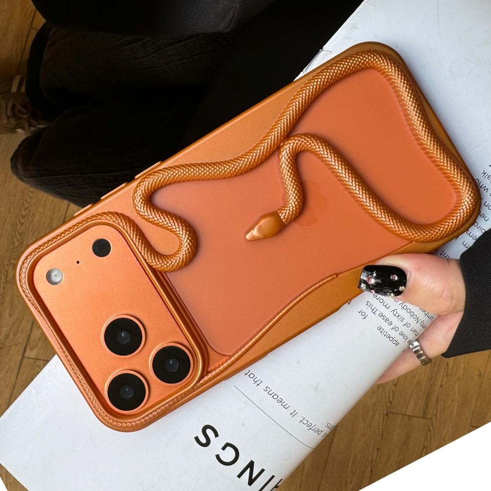 

Large Hollow Electroplated Snake Case for iPhone 17 16 15 14 13 12 11 Pro Max Plus Plating Armor Cooling 3D Phone Cover iPhone 15 Pro Max