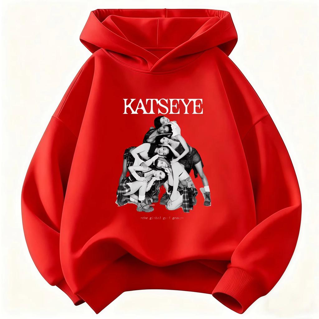 2026 Katseye Idol Printed Children'S Hooded Sweatshirt, Unisex, Harajuku Style Casual Style, Children'S Street Style Clothing