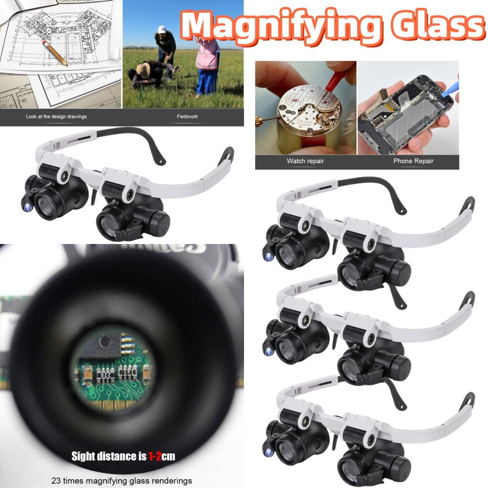 8X/15X/23X Portable Telescopic Magnifier Glasses Loupes with 2 LED Light Lens Observation Magnifying Eyewear for Reading Jeweler