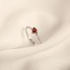 14k Gold-Plated S925 Sterling Silver Pinky Ring with Heart-Shaped Red Ruby, Japanese Style, Elegant and Fresh.