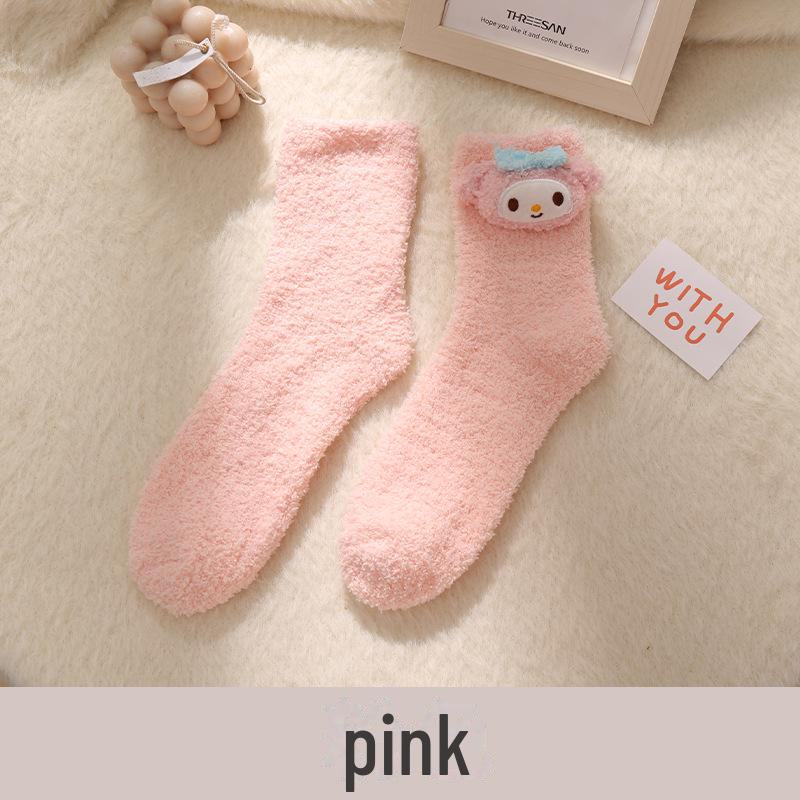 

Жіночі товсті плюшеві шкарпетки з коралового флісу - затишні теплі підлогові шкарпетки для осені та зими, ідеальні для післяпологового періоду та сну. рожевий