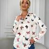 Fashion Butterfly Printed Long Sleeve S-5XL Loose Shirts Women Vintage Single Breasted Plus Size Blouse Women Elegant Lapel Office Blouse Tops 26247