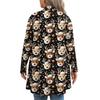 Women's Fall And Winter Fashion Casual Print Long Sleeve Mid-Length Cardigan Jacket