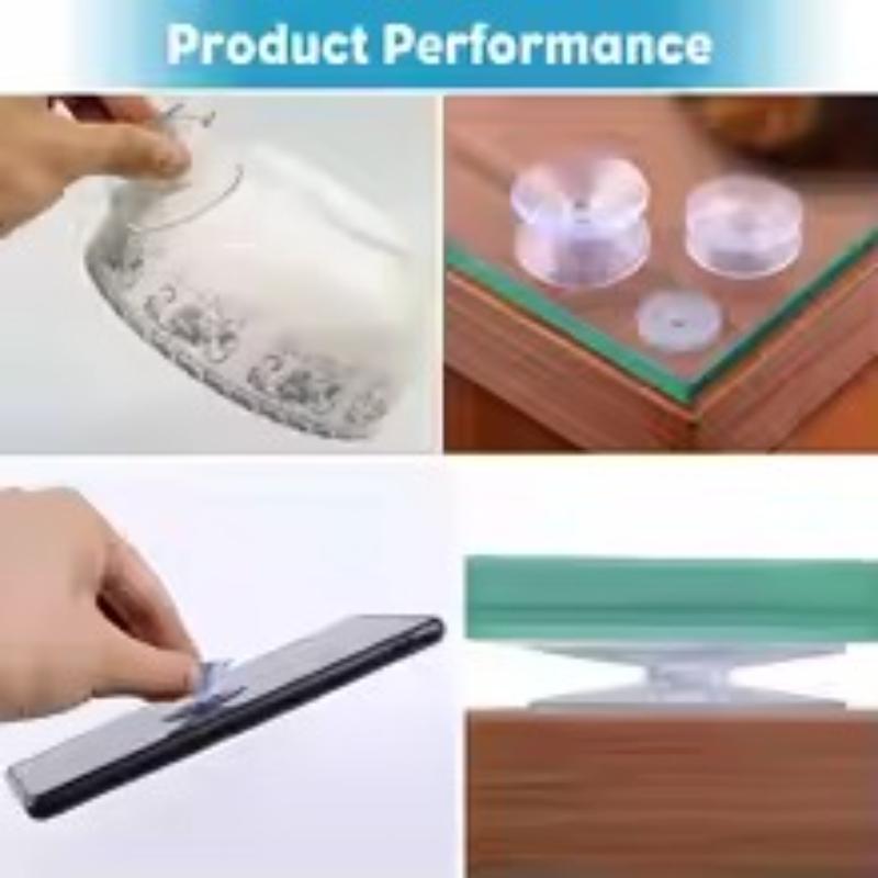 4 Pezzi Guarnizione Antiscivolo in Vetro Guarnizione Fissaggio Piano Tavolo Ventosa Trasparente Biadesiva Tappetino in Silicone per Tavolo da Pranzo