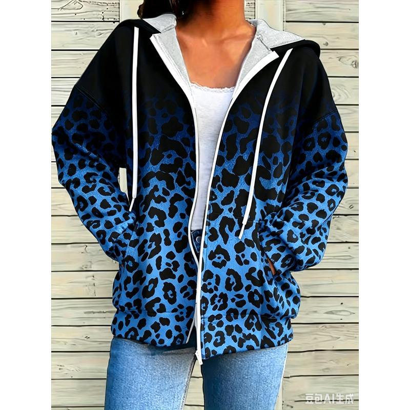 Felpa con cerniera, patchwork, alla moda, larga, casual da donna, stampa floreale, moda primavera ed estate