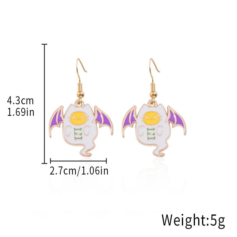Halloween Earrings Cartoon Ghost Kid Earrings, Dripping Oil Cute Reaper Pumpkin Earrings Horror Earrings