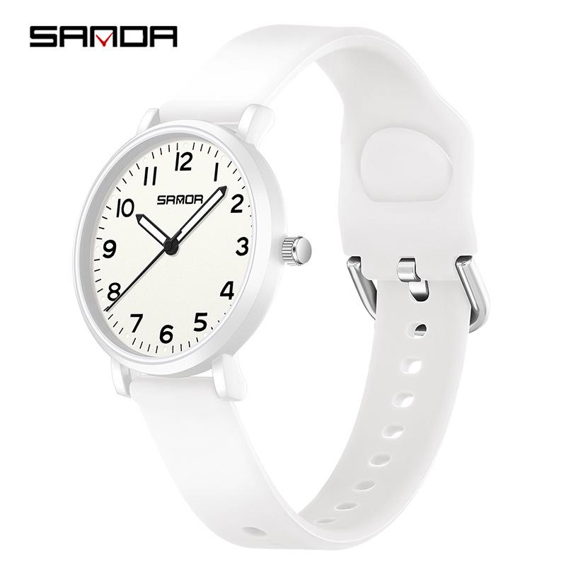 Sanda Quarzuhr Wasserdicht Leise Doppelkalender Unisex Uhr für Prüfung und Studium
