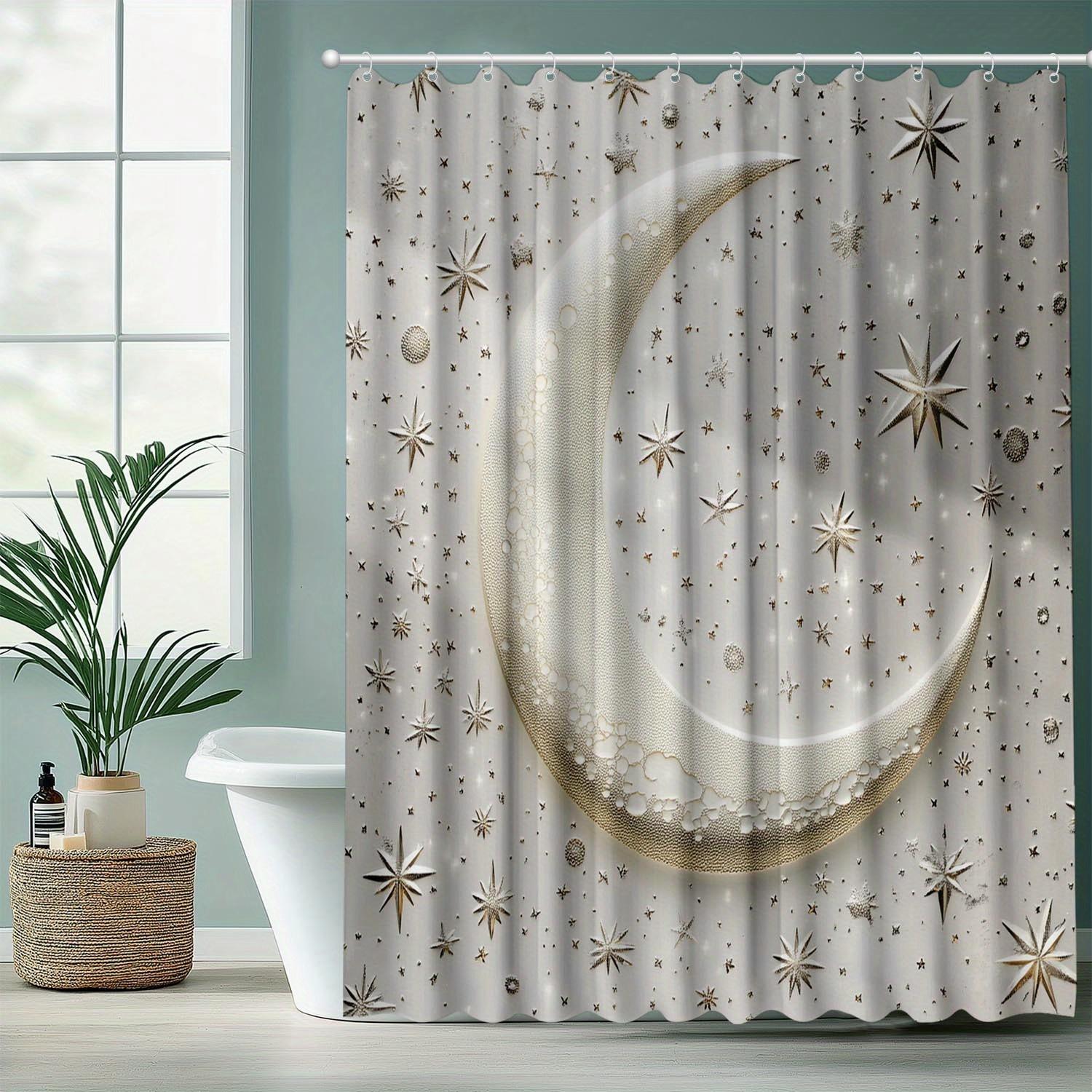 

1Pc, Stars And Moon Digital Printing, Waterproof Shower Curtain, Home Hotel Bathroom Decoration Isolation Shower Curtain W60H190(CM)-1 Pcs